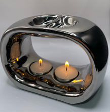 Load image into Gallery viewer, Modern Chrome Double Wax Melt Burner
