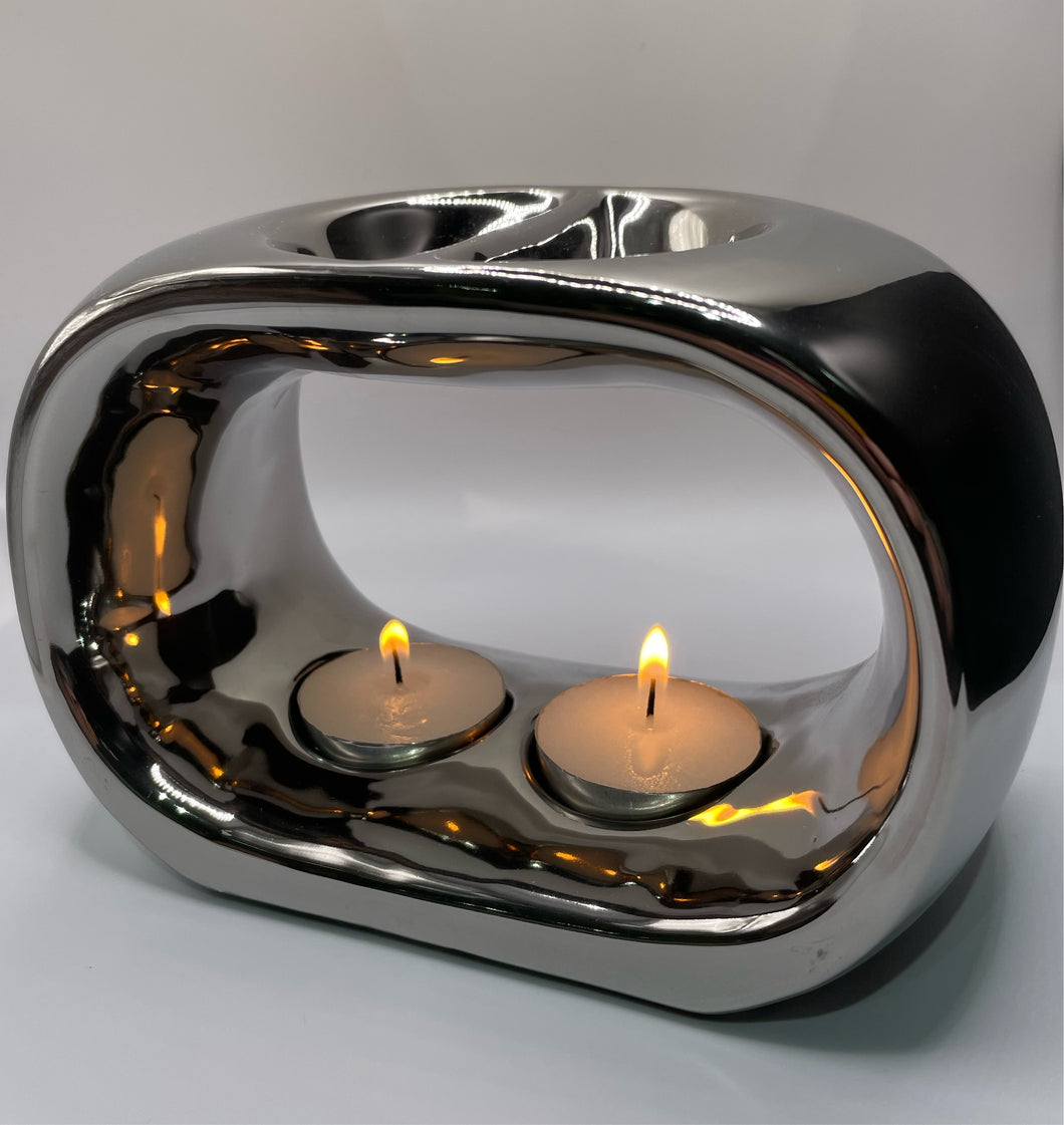 Modern Chrome Double Wax Melt Burner